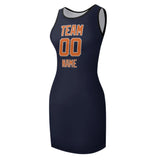 Custom Navy Orange Sleeveless Vest Dress