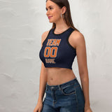 Custom Navy Orange Sleeveless Tank Top