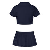 Custom Navy Orange Cheerleading Uniform Set