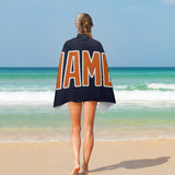 Custom Navy Orange Beach Towel