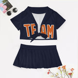 Custom Navy Orange Cheerleading Uniform Set