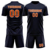 Custom Navy Orange Soccer Jersey