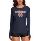 Custom Navy Copper Rose Women's Long-Sleeve Shirt
