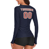Custom Navy Copper Rose Women's Long-Sleeve Shirt