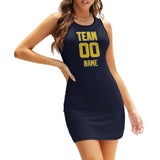 Custom Navy Gold Sleeveless Vest Dress