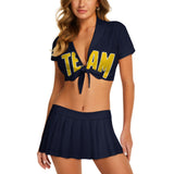 Custom Navy Gold Cheerleading Uniform Set