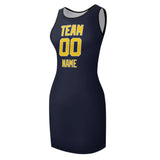 Custom Navy Gold Sleeveless Vest Dress