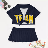 Custom Navy Gold Cheerleading Uniform Set