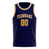 Custom Navy & Yellow Colors Design Sports Basketball Jersey
