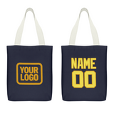 Custom Navy Light Yellow Canvas Tote Bag