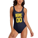 Custom Navy Light Yellow Swimsuit