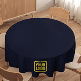 Custom Navy Light Yellow Round Table Cloth