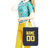 Custom Navy Light Yellow Canvas Tote Bag