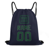 Custom Navy Green Drawstring Bag