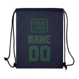 Custom Navy Green Drawstring Bag