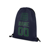 Custom Navy Green Drawstring Bag