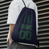 Custom Navy Green Drawstring Bag