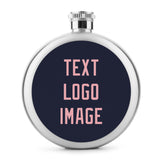 Custom Navy Light Pink Hip Flask
