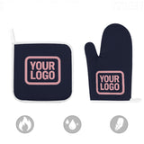 Custom Navy  Light Pink Oven Mitt Set