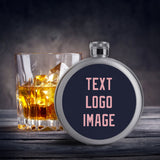 Custom Navy Light Pink Hip Flask