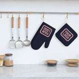 Custom Navy  Light Pink Oven Mitt Set
