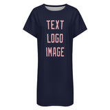 Custom Navy Light Pink Nachthemd