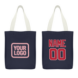 Custom Navy Red Canvas Tote Bag