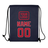 Custom Navy Red Drawstring Bag