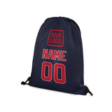 Custom Navy Red Drawstring Bag
