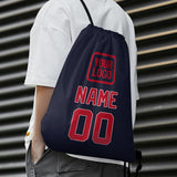 Custom Navy Red Drawstring Bag