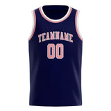 Custom Navy & Light Pink Colors Design Sports Basketball Jersey