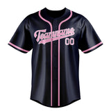 Custom Navy & Light Pink Colors Design Sports Baseball Jersey