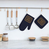 Custom Navy  Khaki Oven Mitt Set