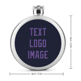 Custom Navy Light Purple Hip Flask