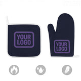 Custom Navy  Light Purple Oven Mitt Set