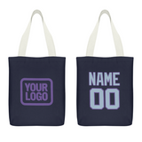 Custom Navy Light Blue Canvas Tote Bag
