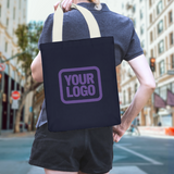 Custom Navy Light Blue Canvas Tote Bag