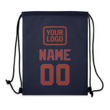 Custom Navy Coral Red Drawstring Bag