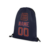 Custom Navy Coral Red Drawstring Bag