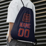 Custom Navy Coral Red Drawstring Bag