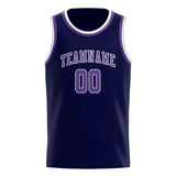 Custom Navy & Light Purple Colors Design Sports Basketball Jersey
