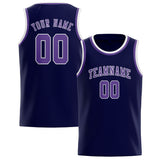 Custom Navy & Light Purple Colors Design Sports Basketball Jersey