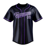 Custom Navy & Light Purple Colors Design Sports Baseball Jersey