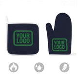 Custom Navy  Emerald Green Oven Mitt Set