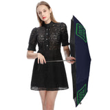 Custom Navy Emerald Green Automatic Umbrella
