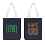 Custom Navy Coral Red Canvas Tote Bag