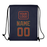 Custom Navy Coral Red Drawstring Bag