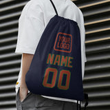 Custom Navy Coral Red Drawstring Bag
