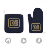 Custom Navy  Light Khaki Oven Mitt Set