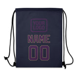 Custom Navy Purple Drawstring Bag